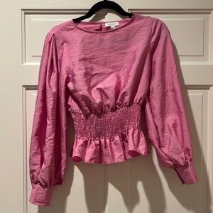 Topshop Pink Smocked Blouse
